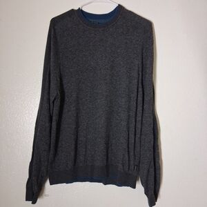 Ted Baker London wool blend crewneck sweater in gray with blue trim size 5(XL)